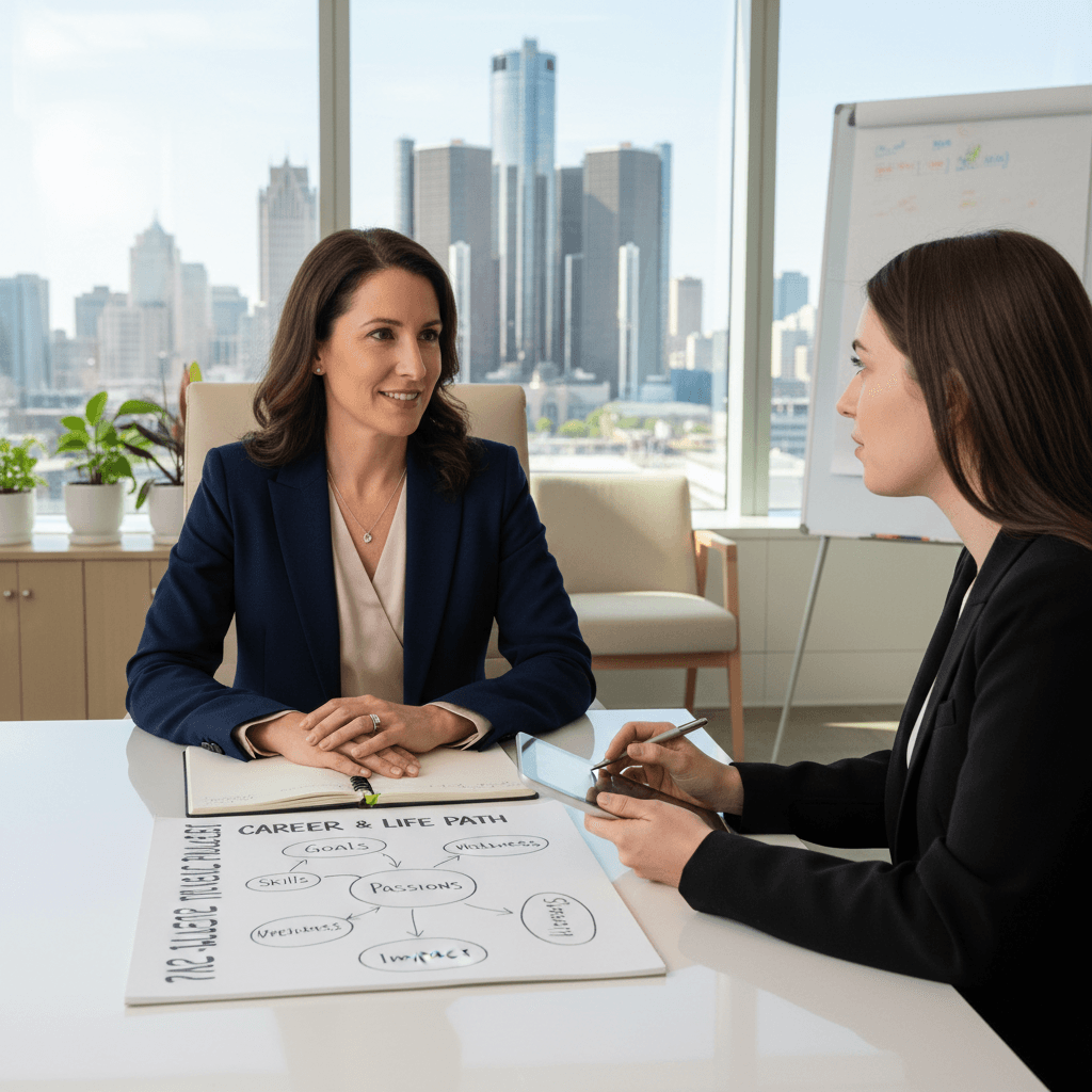 Coaching session in Detroit-based professional space