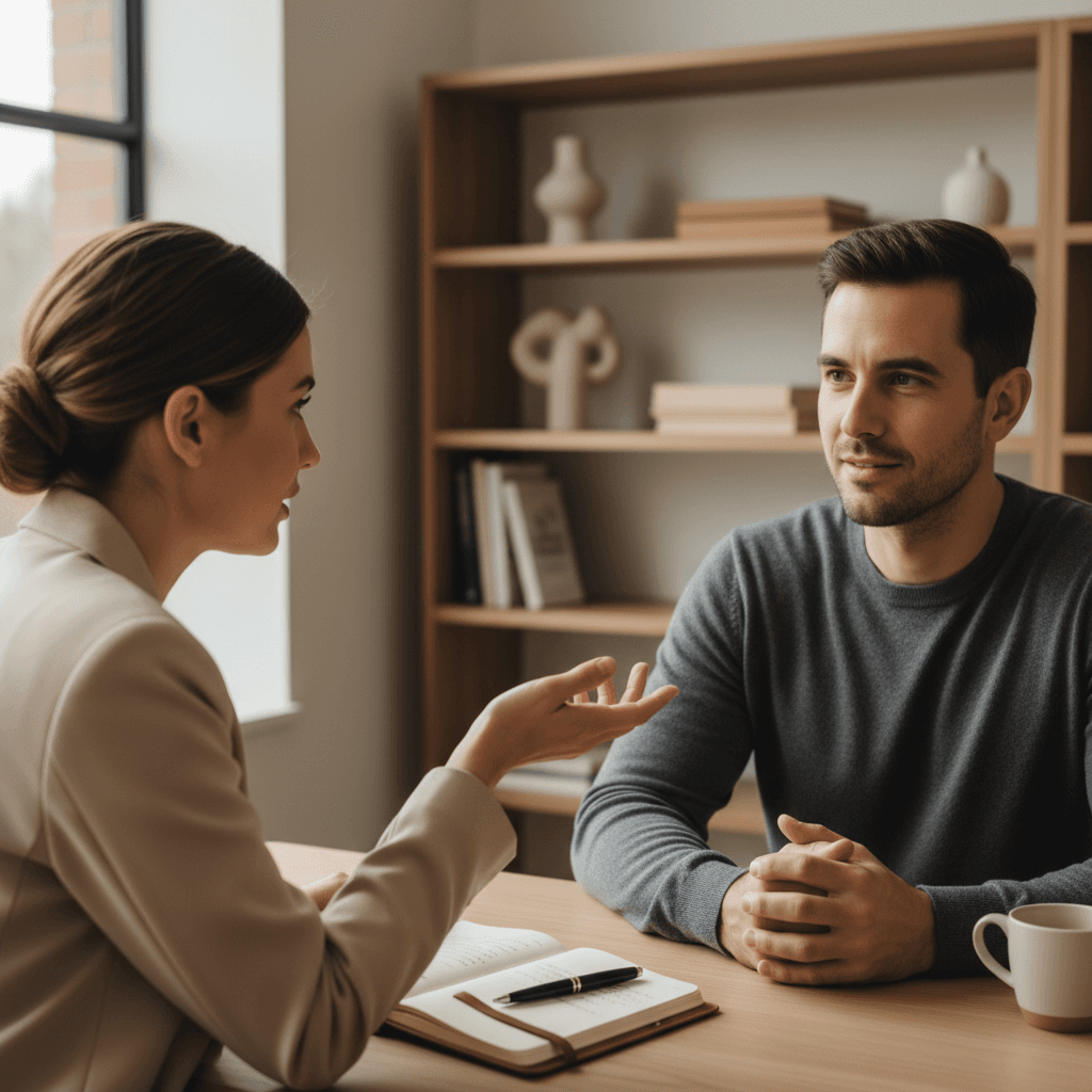 Mentor providing guidance to client