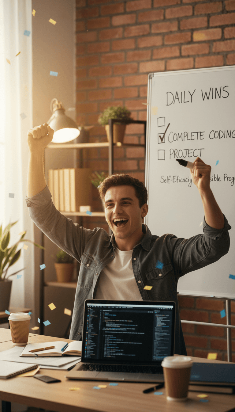 Client celebrating success milestone